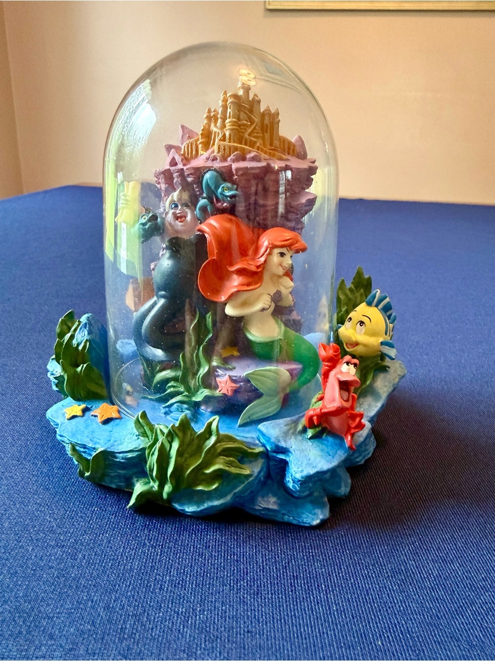 Disney Store The Little Mermaid Ariel Glass Bell Jar Cloche Figurine NIB Mint